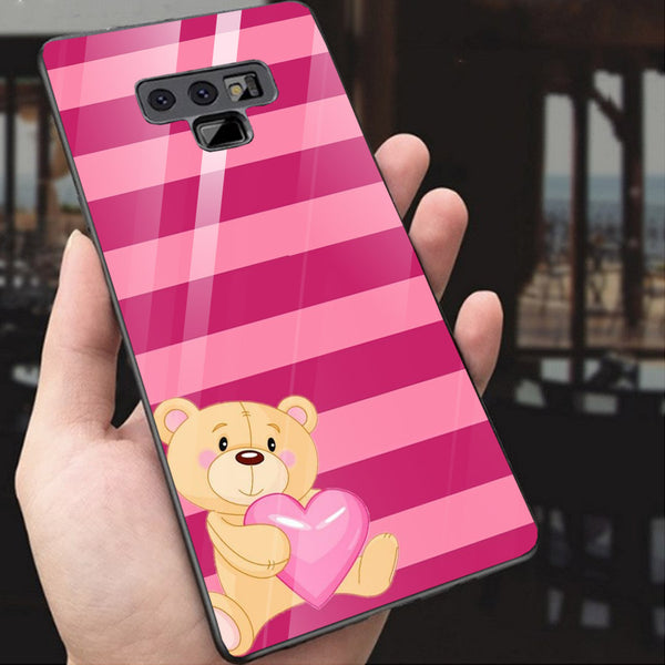 Cute Teddy Bear Tempered Glass Phone Case for Samsung Galaxy Note 9