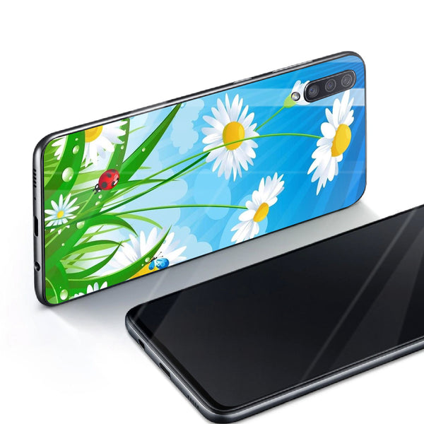 Beautiful Flowers Tempered Glass Phone Case for Samsung Galaxy A70