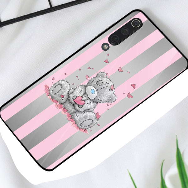 Cute Teddy Bear Tempered Glass Phone Case for Xiaomi Mi 9 SE
