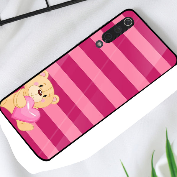 Cute Teddy Bear Tempered Glass Phone Case for Xiaomi Mi 9 SE