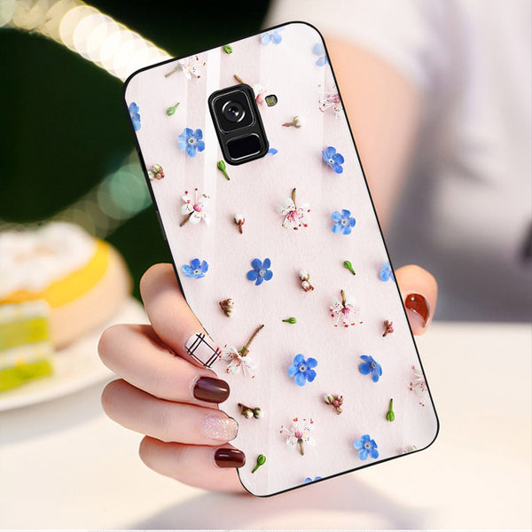 Beautiful Flowers Tempered Glass Phone Case for Samsung Galaxy A8 Plus