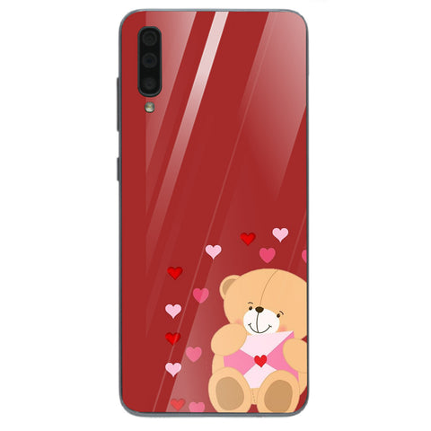 Cute Teddy Bear Tempered Glass Phone Case for Samsung Galaxy A70