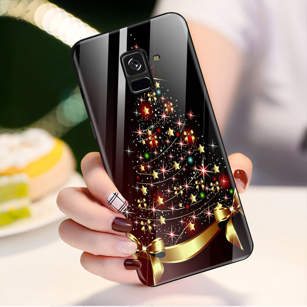 Merry Chrismas Tempered Glass Phone Case for Samsung Galaxy A8 Plus