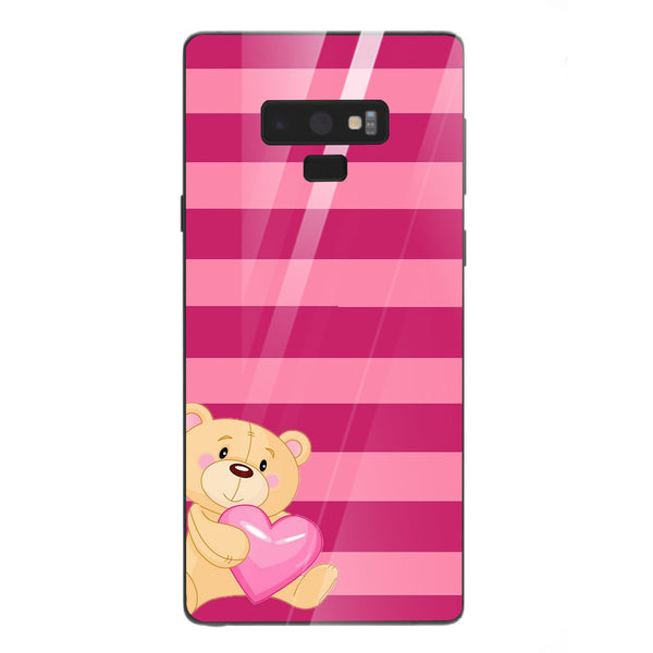 Cute Teddy Bear Tempered Glass Phone Case for Samsung Galaxy Note 9