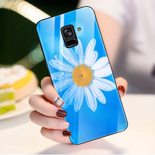 Beautiful Flowers Tempered Glass Phone Case for Samsung Galaxy A8 Plus