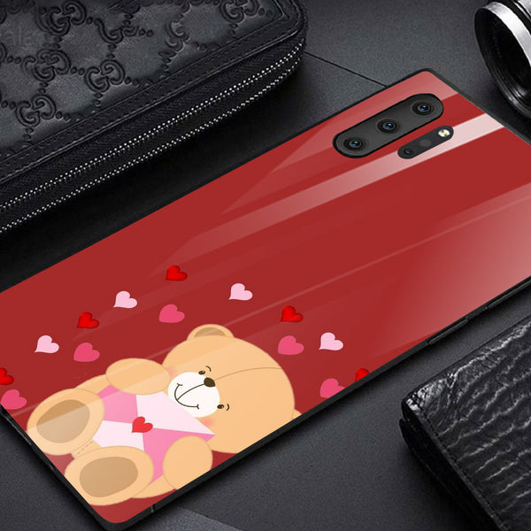 Cute Teddy Bear Tempered Glass Phone Case for Samsung Galaxy Note 10 Plus