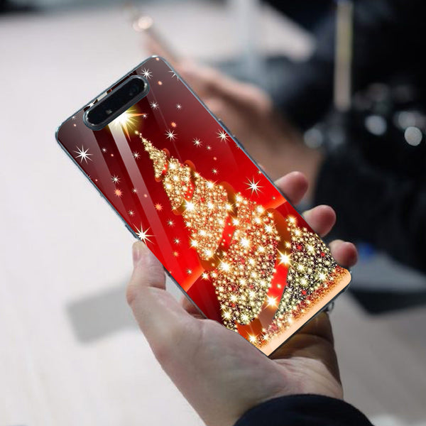 Merry Chrismas Tempered Glass Phone Case for Samsung Galaxy A80