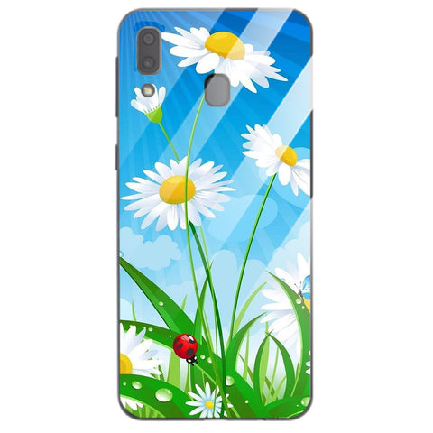 Beautiful Flowers Tempered Glass Phone Case for Samsung Galaxy A20