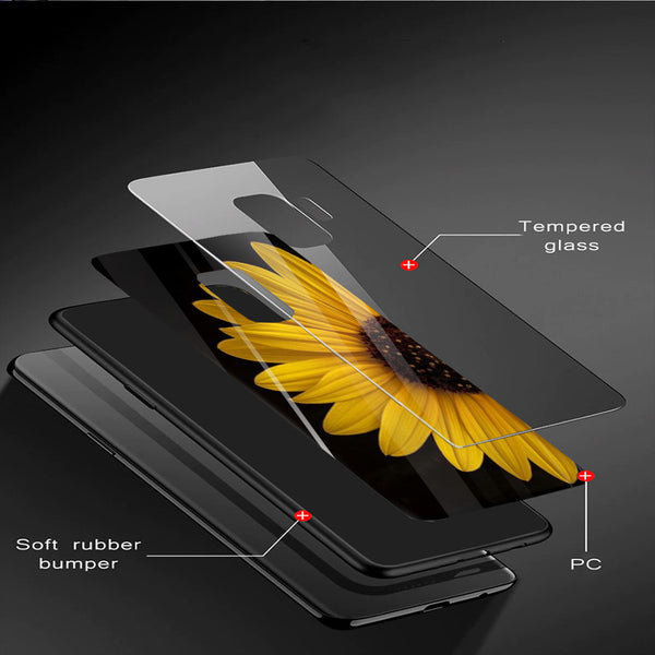 Beautiful Flowers Tempered Glass Phone Case for Samsung Galaxy S9 Plus