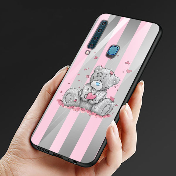 Cute Teddy Bear Tempered Glass Phone Case for Samsung Galaxy A9 2018