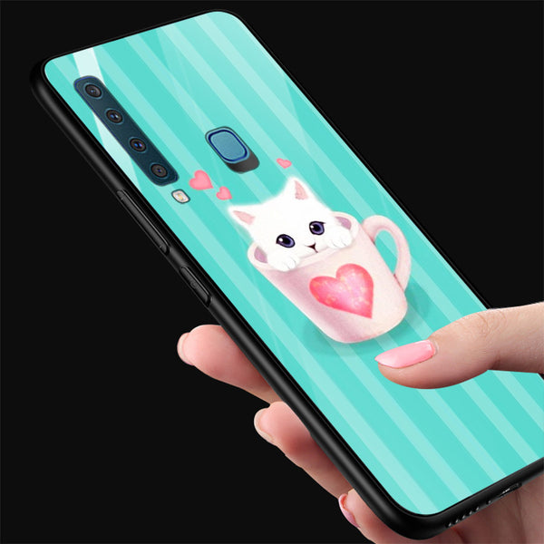 Cute Teddy Bear Tempered Glass Phone Case for Samsung Galaxy A9 2018