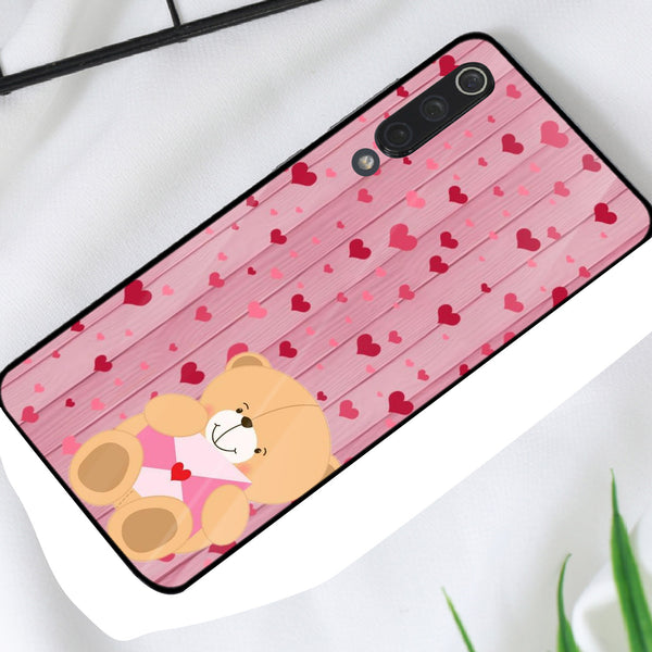 Cute Teddy Bear Tempered Glass Phone Case for Xiaomi Mi 9 SE