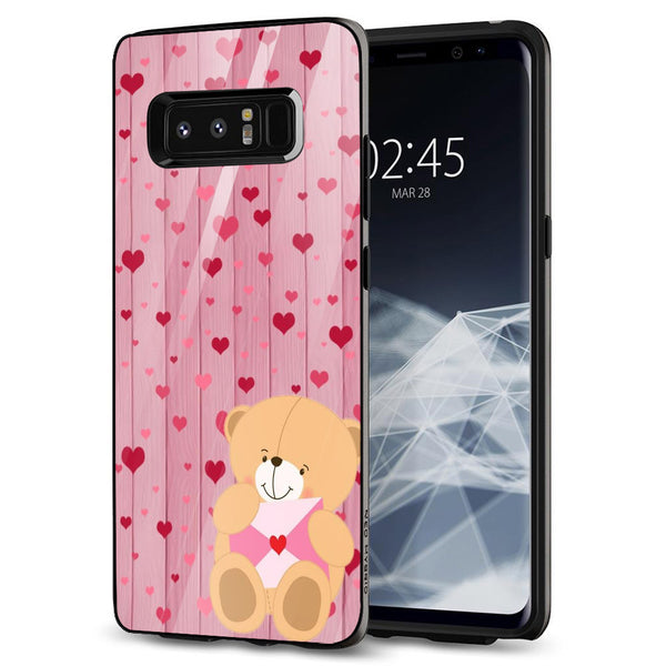 Cute Teddy Bear Tempered Glass Phone Case for Samsung Galaxy Note 8