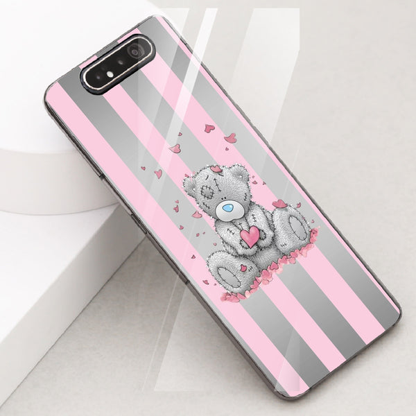 Cute Teddy Bear Tempered Glass Phone Case for Samsung Galaxy A80