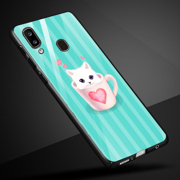 Cute Teddy Bear Tempered Glass Phone Case for Samsung Galaxy A40