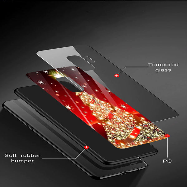 Merry Chrismas Tempered Glass Phone Case for Samsung Galaxy S9