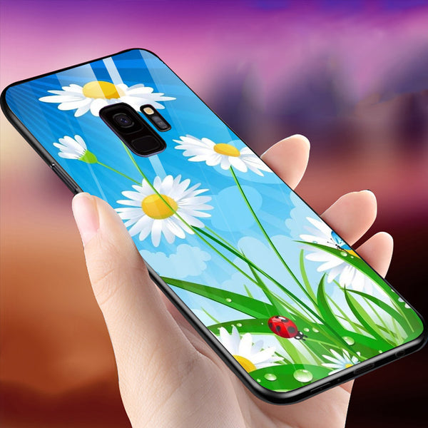 Beautiful Flowers Tempered Glass Phone Case for Samsung Galaxy S9
