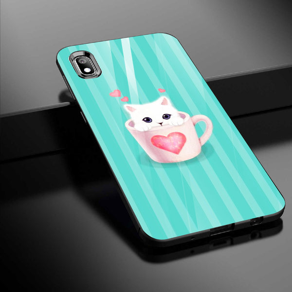 Cute Teddy Bear Tempered Glass Phone Case for Samsung Galaxy A10