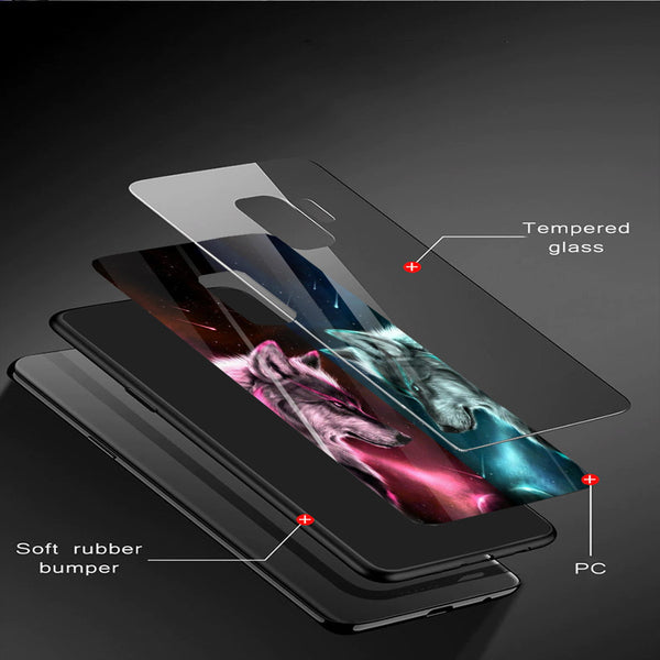 Wolf Eyes Tempered Glass Phone Case for Samsung Galaxy S9 Plus