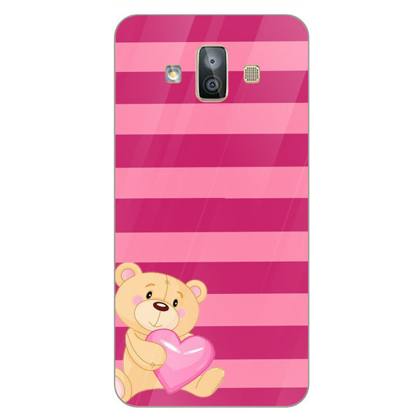 Cute Teddy Bear Tempered Glass Phone Case for Samsung Galaxy J7 Duo