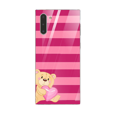 Cute Teddy Bear Tempered Glass Phone Case for Samsung Galaxy Note 10