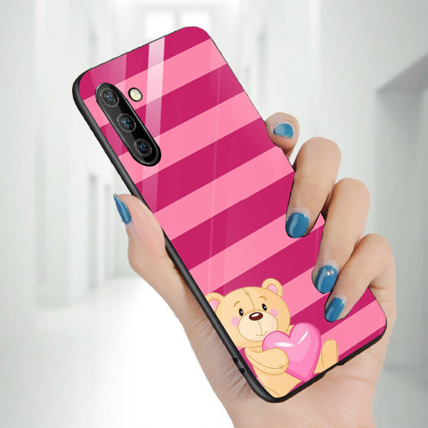 Cute Teddy Bear Tempered Glass Phone Case for Samsung Galaxy Note 10