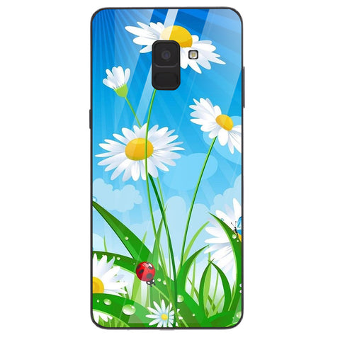 Beautiful Flowers Tempered Glass Phone Case for Samsung Galaxy A8 Plus