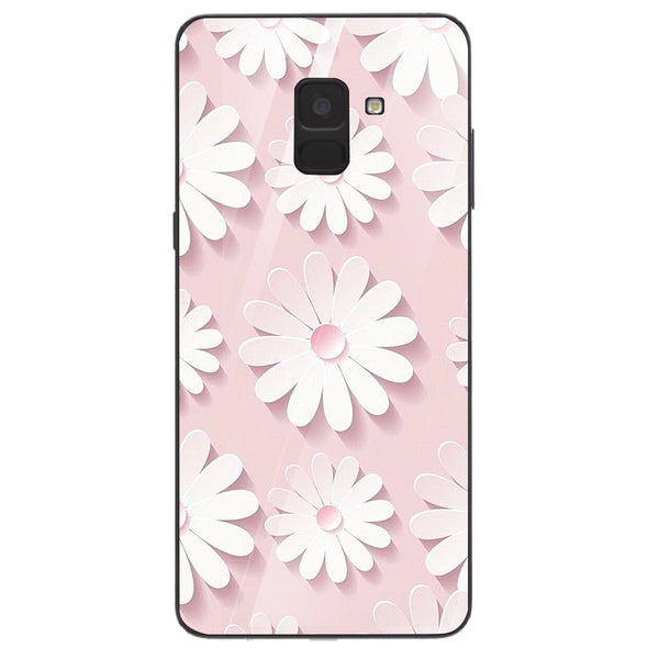 Beautiful Flowers Tempered Glass Phone Case for Samsung Galaxy A8 Plus