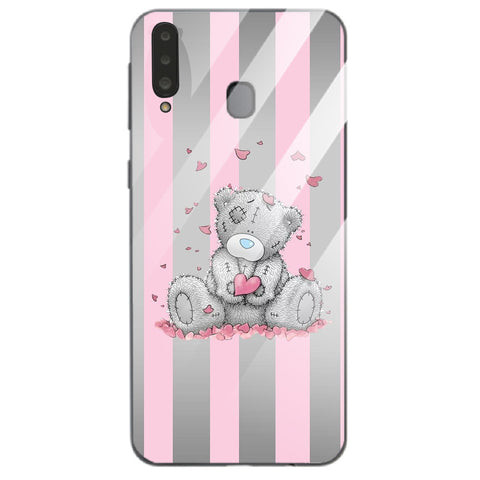 Cute Teddy Bear Tempered Glass Phone Case for Samsung