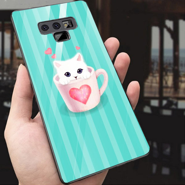 Cute Teddy Bear Tempered Glass Phone Case for Samsung Galaxy Note 9