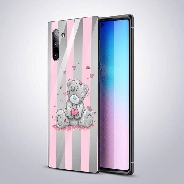 Cute Teddy Bear Tempered Glass Phone Case for Samsung Galaxy Note 10