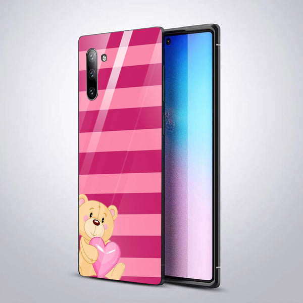 Cute Teddy Bear Tempered Glass Phone Case for Samsung Galaxy Note 10