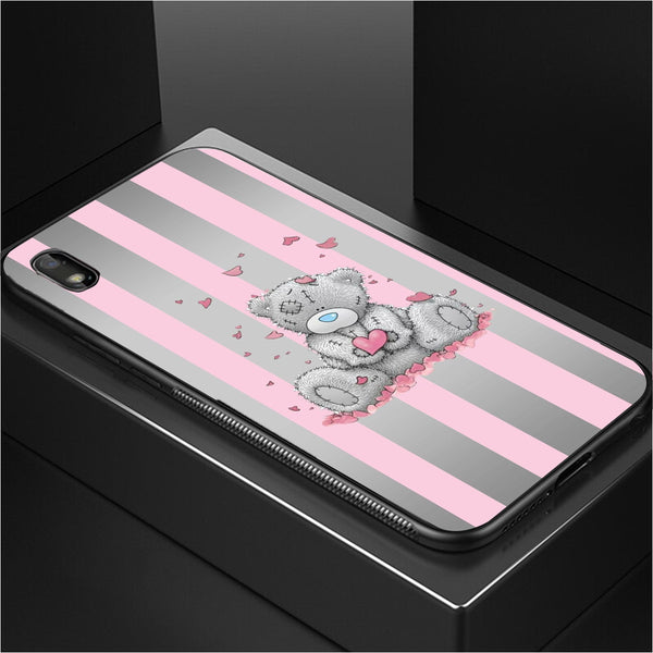 Cute Teddy Bear Tempered Glass Phone Case for Samsung Galaxy A10