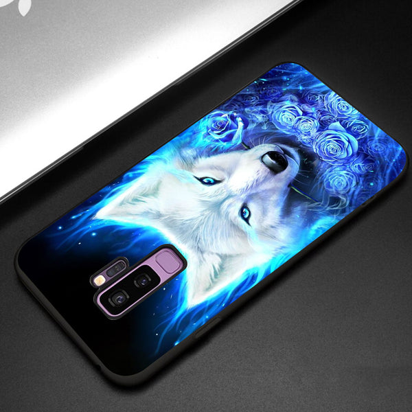 Wolf Eyes Tempered Glass Phone Case for Samsung Galaxy S9 Plus
