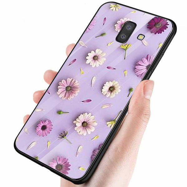 Beautiful Flowers Tempered Glass Phone Case for Samsung Galaxy J6 Plus