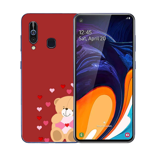 Cute Teddy Bear Tempered Glass Phone Case for Samsung Galaxy A60