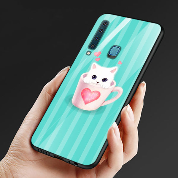 Cute Teddy Bear Tempered Glass Phone Case for Samsung Galaxy A9 2018