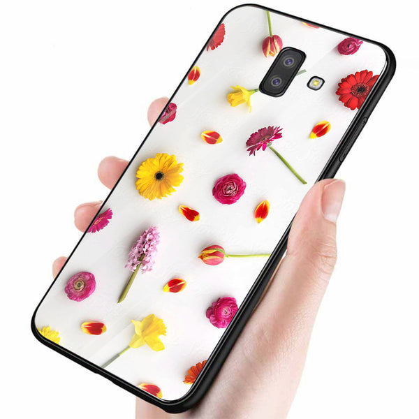Beautiful Flowers Tempered Glass Phone Case for Samsung Galaxy J6 Plus