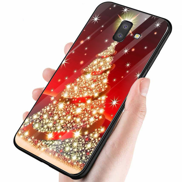 Merry Chrismas Tempered Glass Phone Case for Samsung Galaxy J6 Plus