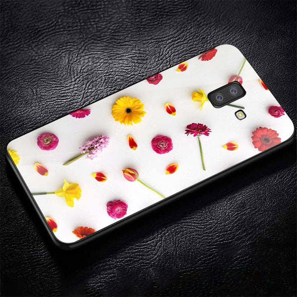 Beautiful Flowers Tempered Glass Phone Case for Samsung Galaxy J6 Plus