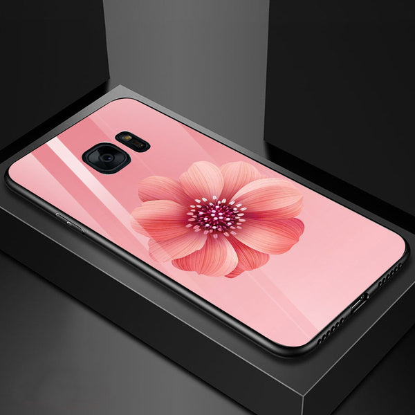 Beautiful Flowers Tempered Glass Phone Case for Samsung Galaxy S7 Edge