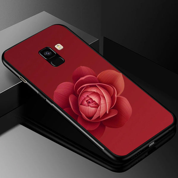Beautiful Flowers Tempered Glass Phone Case for Samsung Galaxy A8 Plus