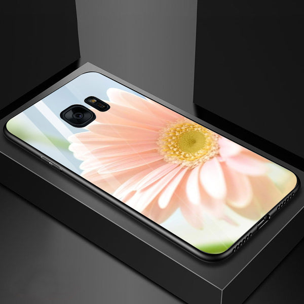 Beautiful Flowers Tempered Glass Phone Case for Samsung Galaxy S7