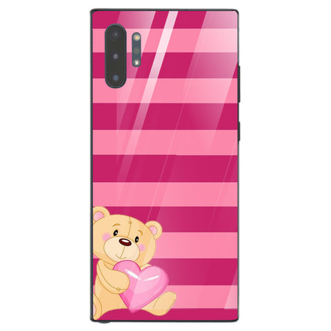 Cute Teddy Bear Tempered Glass Phone Case for Samsung Galaxy Note 10 Plus