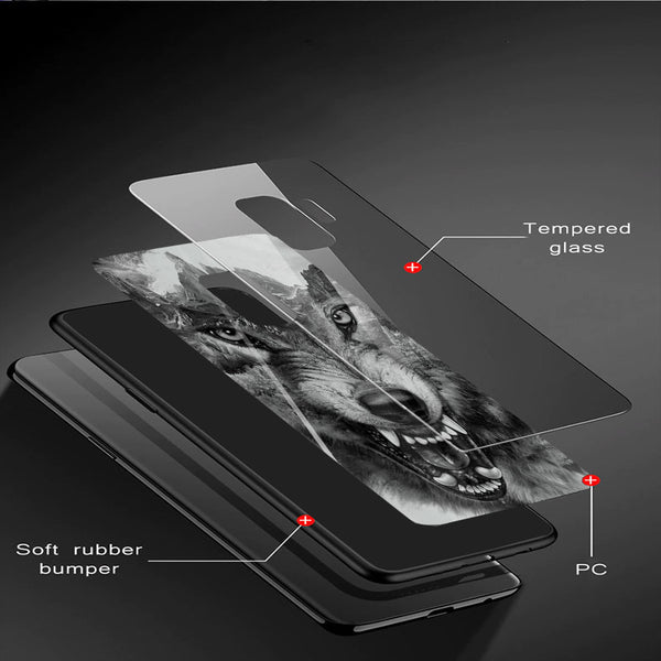 Wolf Eyes Tempered Glass Phone Case for Samsung Galaxy S9