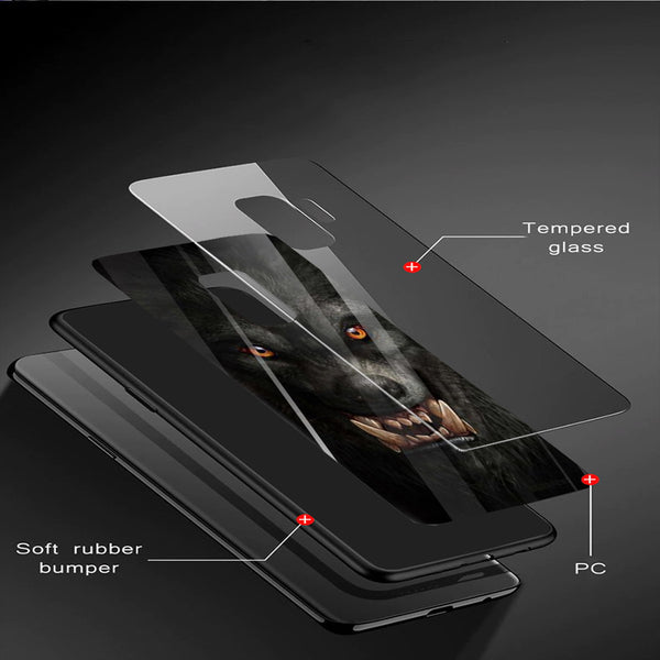 Wolf Eyes Tempered Glass Phone Case for Samsung Galaxy S9 Plus