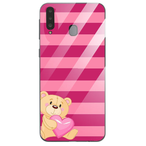 Cute Teddy Bear Tempered Glass Phone Case for Samsung