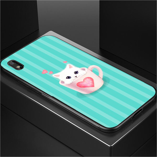 Cute Teddy Bear Tempered Glass Phone Case for Samsung Galaxy A10