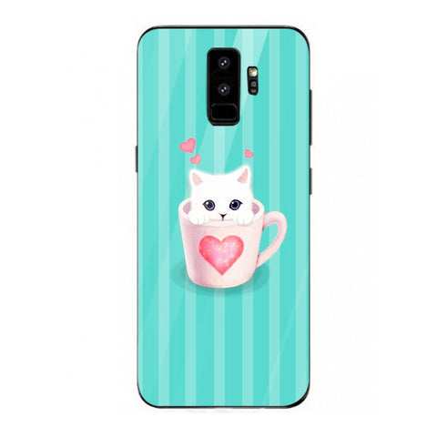 Cute Teddy Bear Tempered Glass Phone Case for Samsung Galaxy S9 Plus