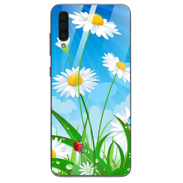 Beautiful Flowers Tempered Glass Phone Case for Samsung Galaxy A70